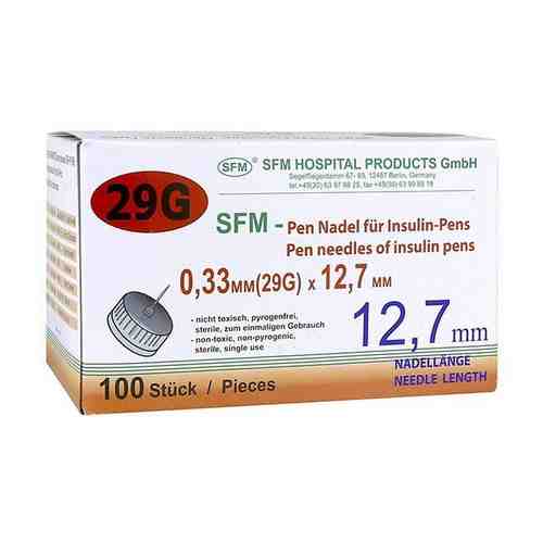 Иглы для инсулиновых инжекторов (ПЕН ручек) 0,33х12,7мм (29G) SFM Hospital/СФМ Госпиталь 100шт арт. 1441964