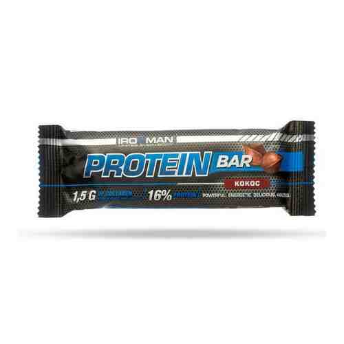Батончик протеиновый с коллагеном кокос в темной глазури Protein Bar Ironman 50г 12шт арт. 1431338