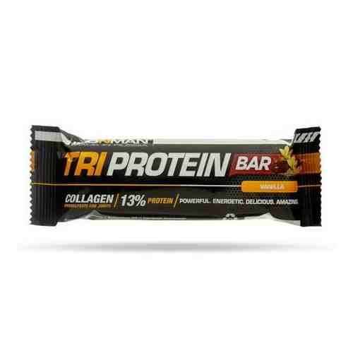 Батончик протеиновый ваниль в темной глазури TRI Protein Bar Ironman 50г 12шт арт. 1431382