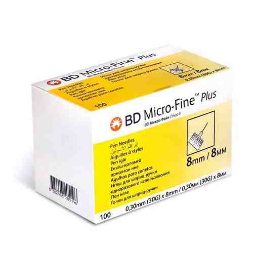 Иглы BD Micro-Fine Плюс для шприц-ручки однораз 0.30х8мм, №100 (320519) арт. 534227