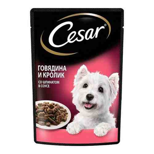 Корм влажный для взрослых собак с говядиной, кроликом и шпинатом в соусе Cesar 85г арт. 1606338