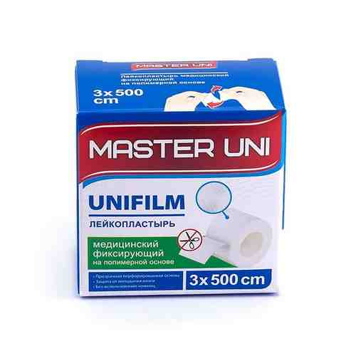 Лейкопластырь медицинский фиксирующий на полимерной основе Мастер Юни Unifilm 3см х 500см арт. 1421410