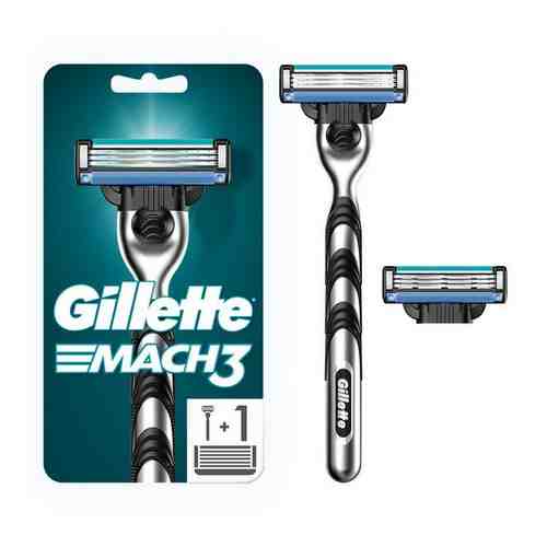 Мужская бритва Gillette (Жиллетт) Mach3 с 2 сменными кассетами арт. 499508