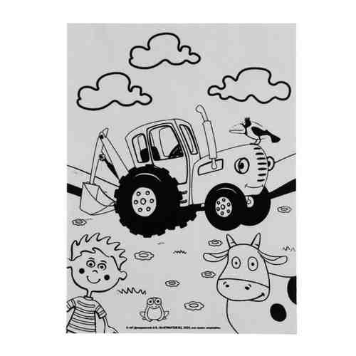 Набор для детского творчества аппликация и раскаска на бархате Синий трактор Мультиарт 17х23см 100шт арт. 1668672