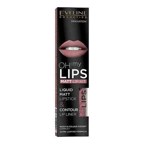 Набор EVELINE Эвелин помада мат.Oh my lips 4,5мл №04 +Карандаш для губ 12-Pink Lips max inten colour арт. 1131313